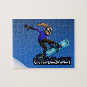 Rabbit and Snowboard Jigsaw Puzzle