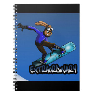 Rabbit and Snowboard Spiral Notebook