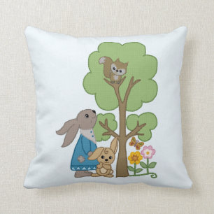 rabbit and squirrel cushion