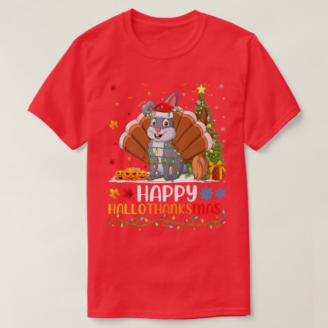 Rabbit Animal Lover Funny Happy Rabbit HelloThanks T-Shirt (Design Front)