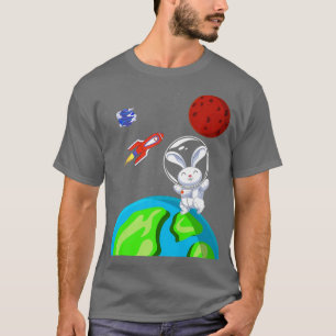 Rabbit Animal Lover Outer Space Rocket Astronaut B T-Shirt