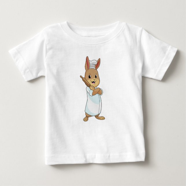 Rabbit as Baker with Rolling pin Baby T-Shirt (Front)