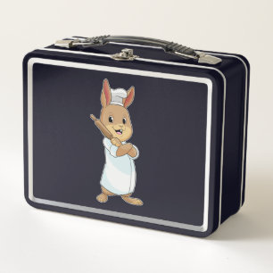 Rabbit as Baker with Rolling pin Metal Lunch Box