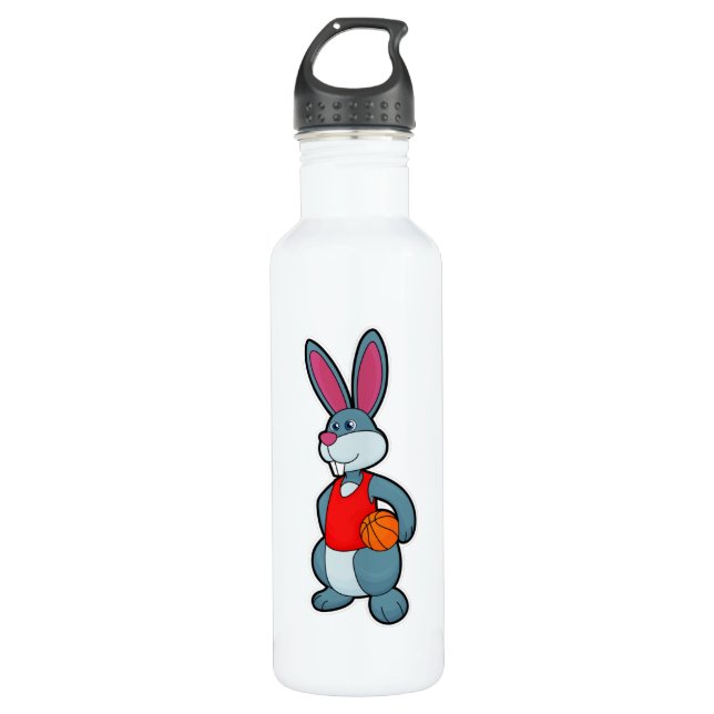 Rabbit as Basketball player with Basketball 710 Ml Water Bottle (Front)