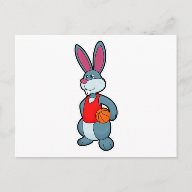 Rabbit as Basketball player with Basketball Postcard (Front)