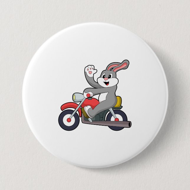Rabbit as Biker with Motorcycle.PNG 7.5 Cm Round Badge (Front)