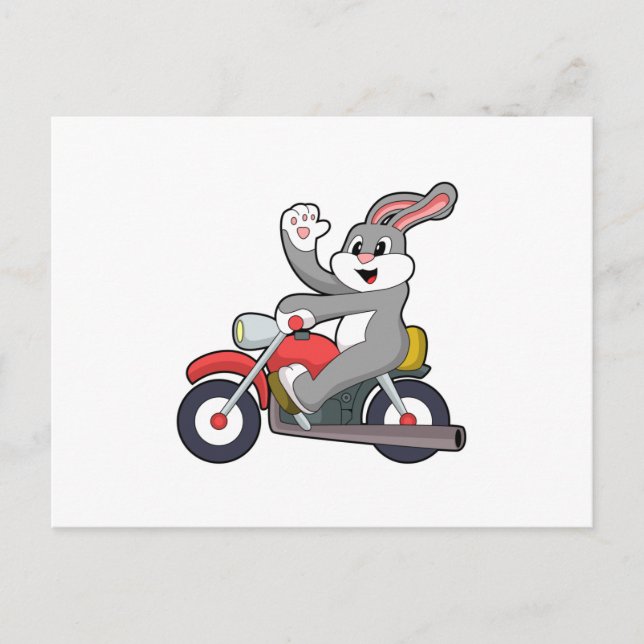 Rabbit as Biker with Motorcycle.PNG Postcard (Front)