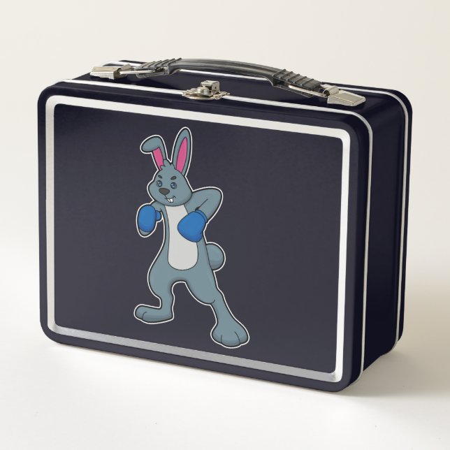 Rabbit as Boxer with Boxing gloves Metal Lunch Box (Front)