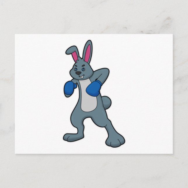 Rabbit as Boxer with Boxing gloves Postcard (Front)