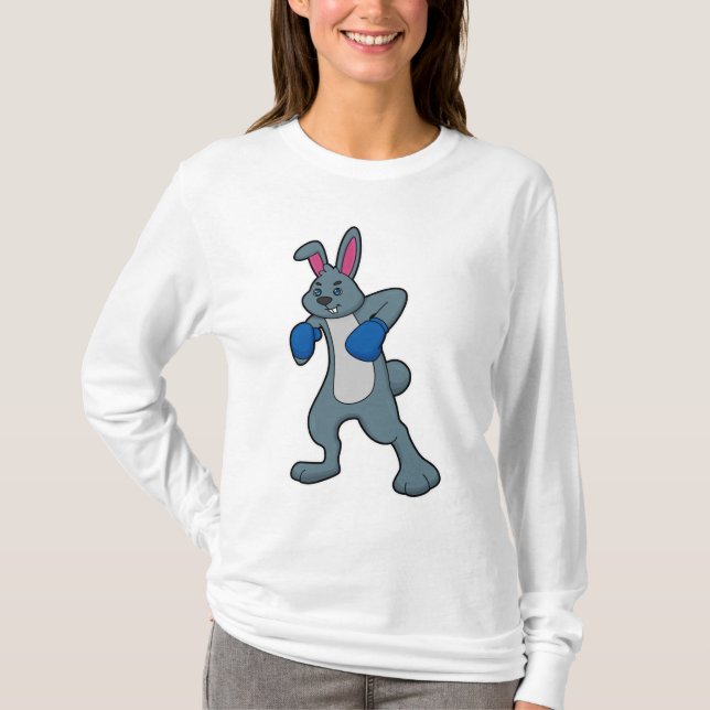 Rabbit as Boxer with Boxing gloves T-Shirt (Front)