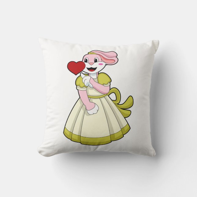 Rabbit as Bride with Wedding dress.PNG Cushion (Front)