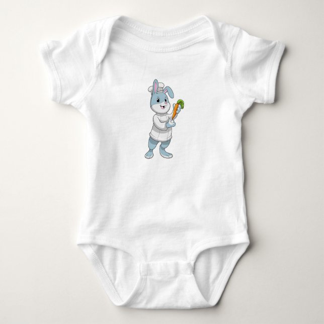 Rabbit as Cook with Carrot Baby Bodysuit (Front)