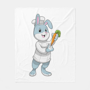 Rabbit as Cook with Carrot Fleece Blanket