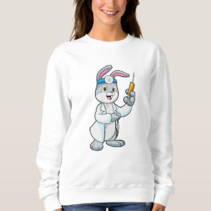 Rabbit as Doctor at Vaccination with Syringe Sweatshirt