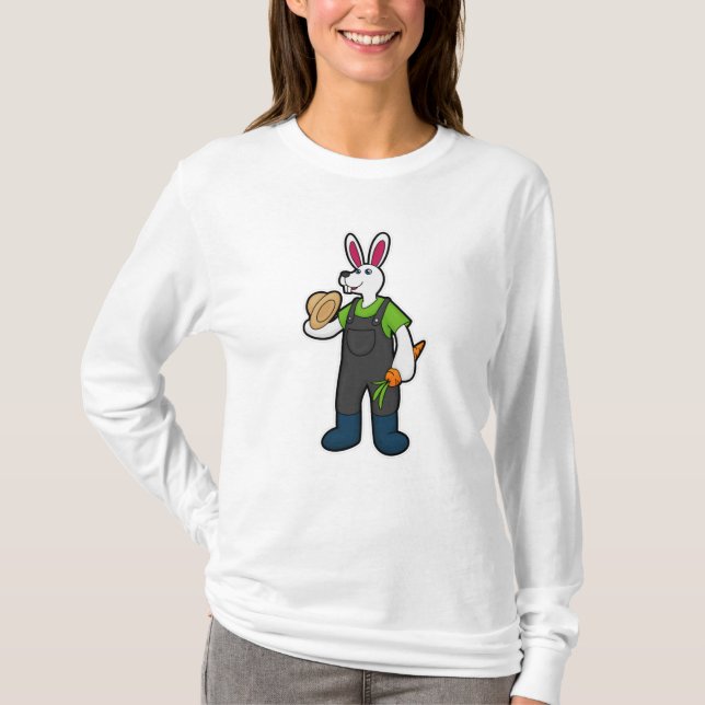 Rabbit as Farmer with Carrot & Hat T-Shirt (Front)