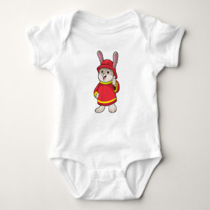 Rabbit as Firefighter with Helmet Baby Bodysuit