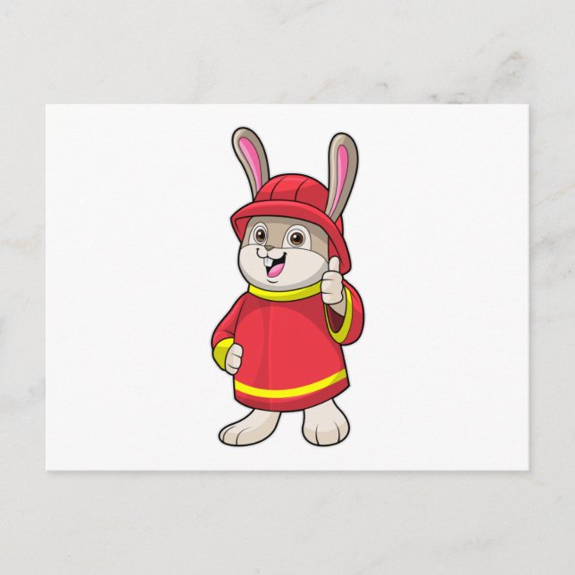 Rabbit as Firefighter with Helmet Postcard (Front)