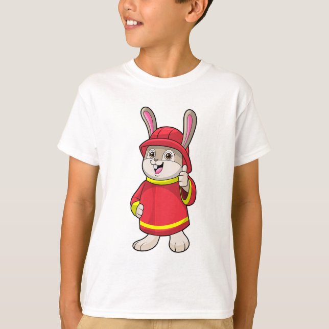 Rabbit as Firefighter with Helmet T-Shirt (Front)