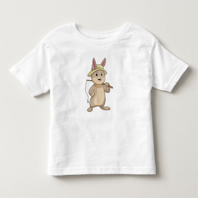 Rabbit as Fisher with Fishing rod Toddler T-Shirt (Front)