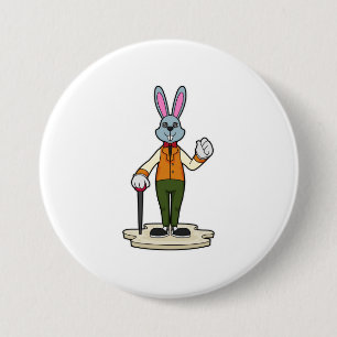 Rabbit as Gentleman with Cane 7.5 Cm Round Badge
