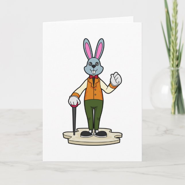 Rabbit as Gentleman with Cane Card (Front)