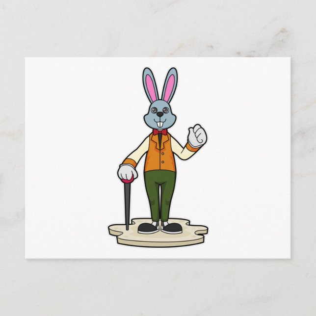 Rabbit as Gentleman with Cane Postcard (Front)