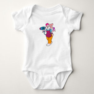 Rabbit as Hairdresser with Hair dryer & Comb Baby Bodysuit
