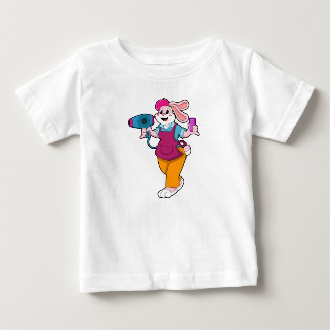 Rabbit as Hairdresser with Hair dryer & Comb Baby T-Shirt (Front)