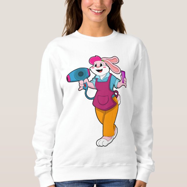 Rabbit as Hairdresser with Hair dryer & Comb Sweatshirt (Front)