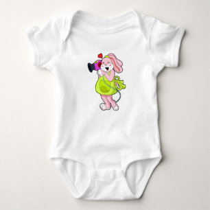 Rabbit as Hairdresser with Hairdryer Baby Bodysuit