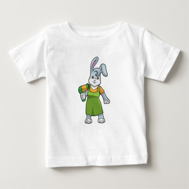 Rabbit as Hairdresser with Hairdryer Baby T-Shirt (Front)