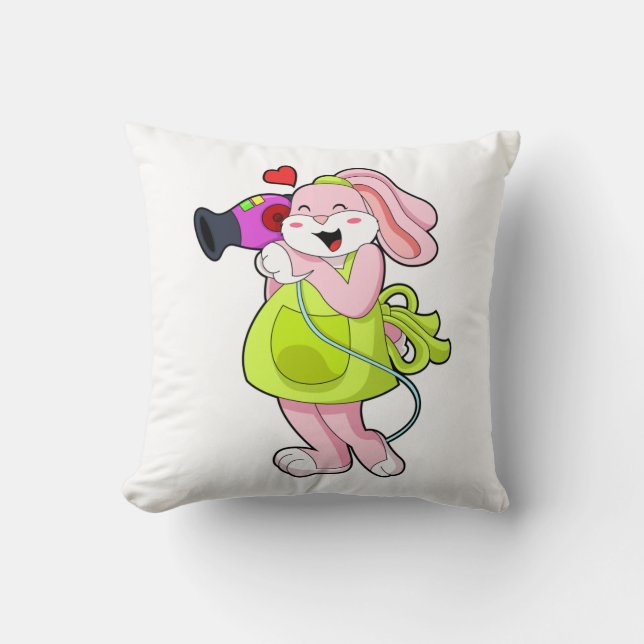Rabbit as Hairdresser with Hairdryer Cushion (Front)