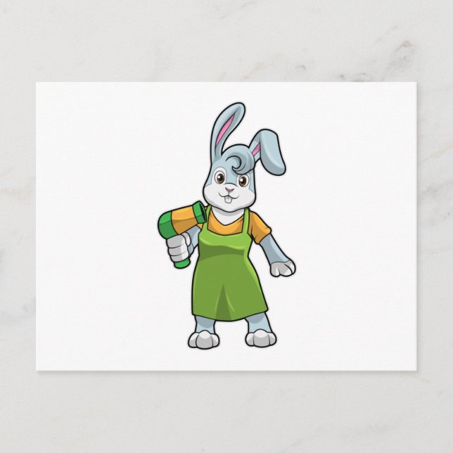 Rabbit as Hairdresser with Hairdryer Postcard (Front)
