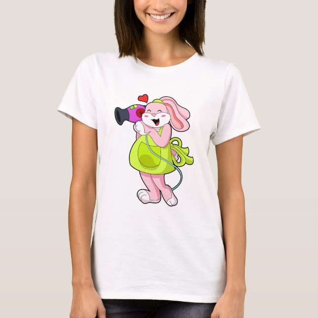 Rabbit as Hairdresser with Hairdryer T-Shirt (Front)