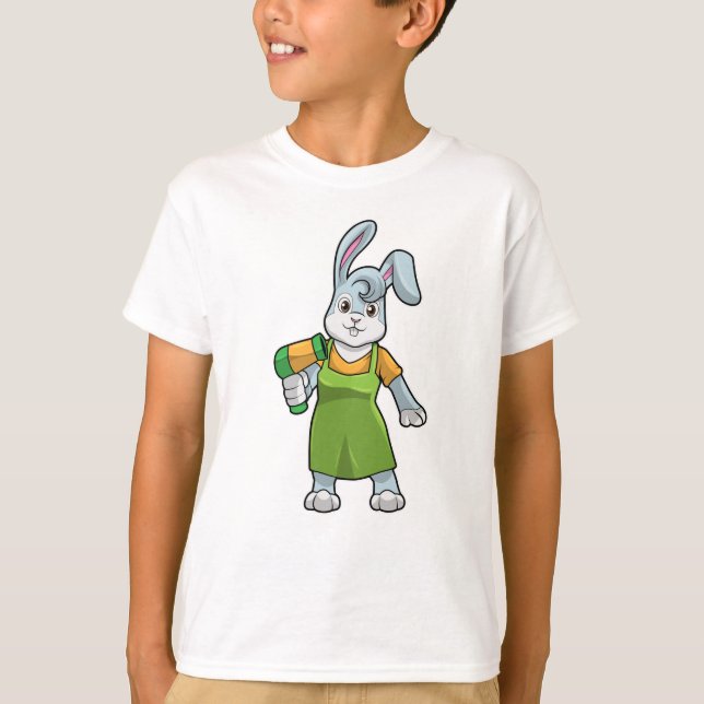 Rabbit as Hairdresser with Hairdryer T-Shirt (Front)