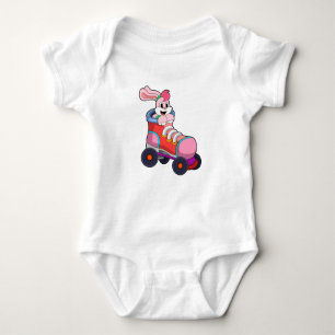Rabbit as Inline Skater with Inline Skates Baby Bodysuit