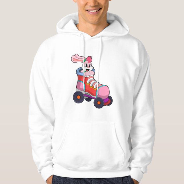 Rabbit as Inline Skater with Inline Skates Hoodie (Front)