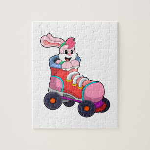 Rabbit as Inline Skater with Inline Skates Jigsaw Puzzle