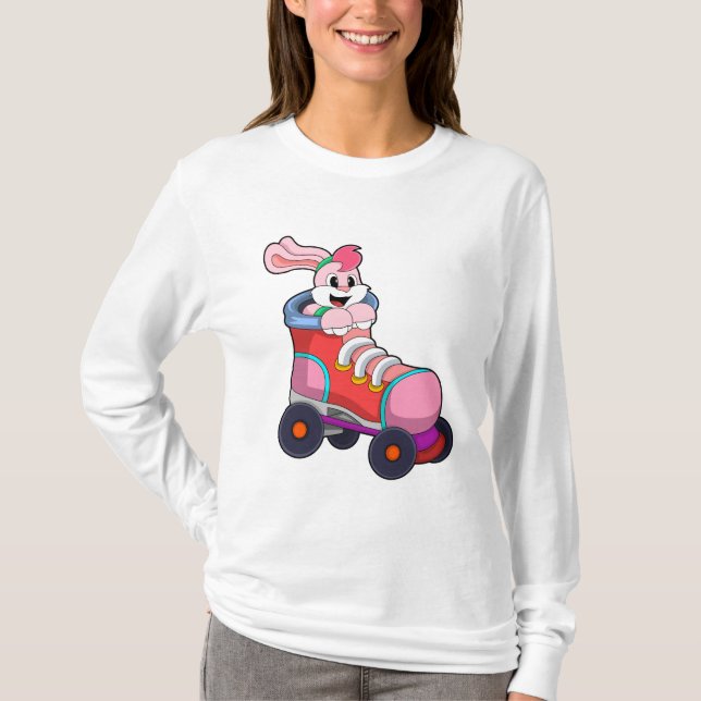 Rabbit as Inline Skater with Inline Skates T-Shirt (Front)