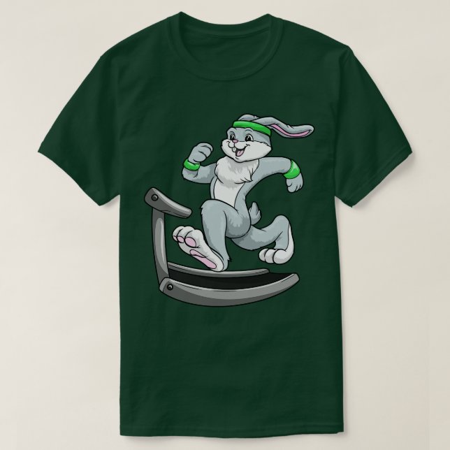 Rabbit as jogger with treadmill T-Shirt (Design Front)