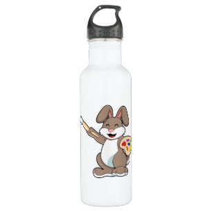 Rabbit as Painter with Brush & Paint 710 Ml Water Bottle