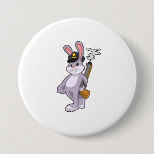 Rabbit as Police officer with Police hat 7.5 Cm Round Badge