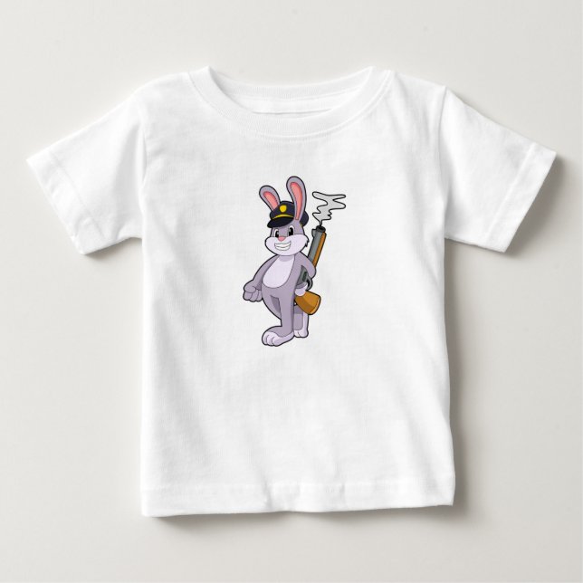 Rabbit as Police officer with Police hat Baby T-Shirt (Front)