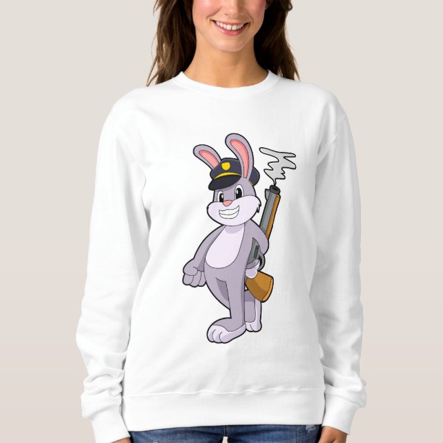 Rabbit as Police officer with Police hat Sweatshirt (Front)