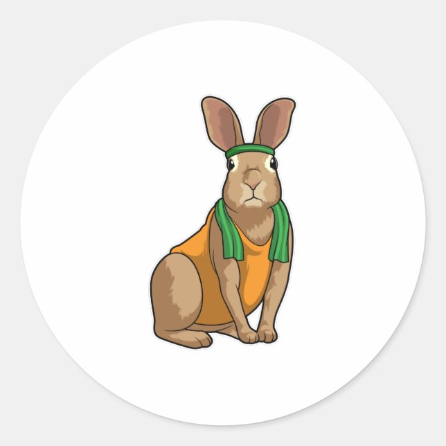 Rabbit as Runner with Towel Classic Round Sticker (Front)
