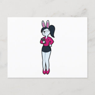 Rabbit as Secretary with Notepad & Glasses Postcard