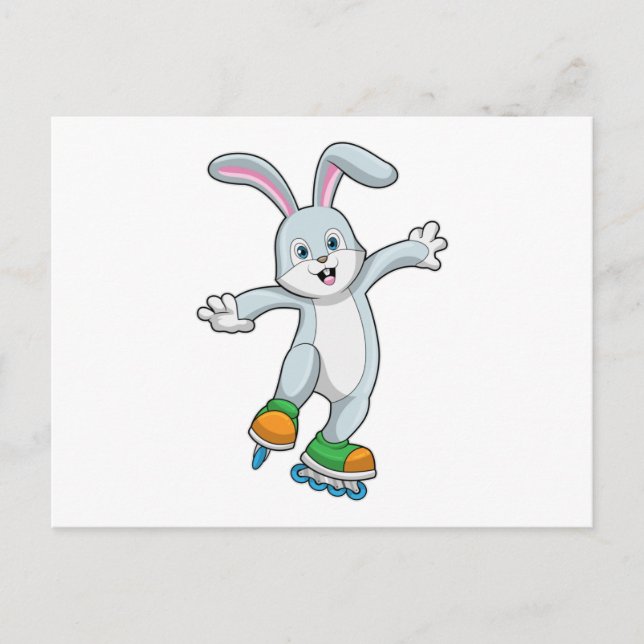 Rabbit as Skater with Inline skates Postcard (Front)