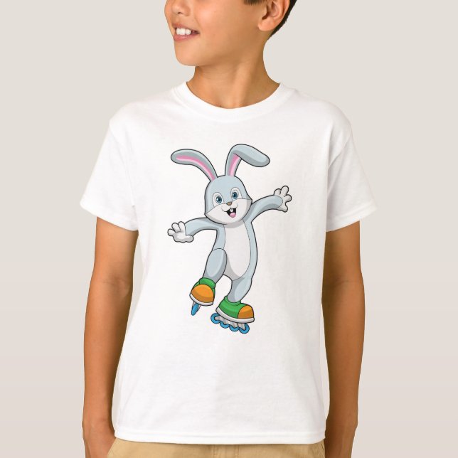Rabbit as Skater with Inline skates T-Shirt (Front)