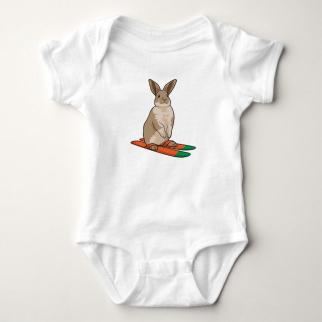 Rabbit as Skier with Ski Baby Bodysuit (Front)