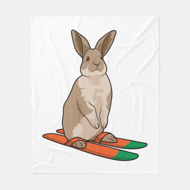 Rabbit as Skier with Ski Fleece Blanket (Front)